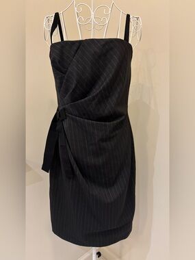 Dolce & Gabbana Gray Pinstripe Wrap-Detail Sheath Dress Size It 46 US 10 NWT